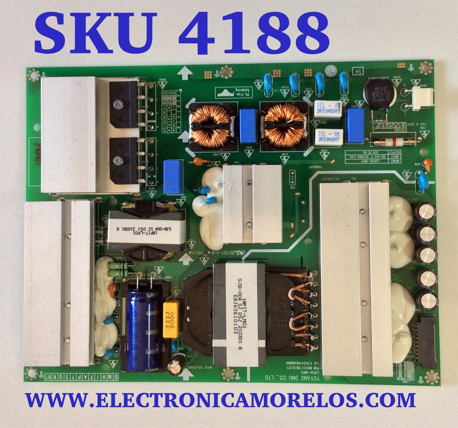 FUENTE PARA MONITOR LG / NUMERO DE PARTE EAY65288601 / LGP24-18PIT / TM4MI652886020082 (1.6) / PANEL LD430EQE (FL)(A1) / MODELO 43UN700-BC.AUSLMSN / 27MD5KLB